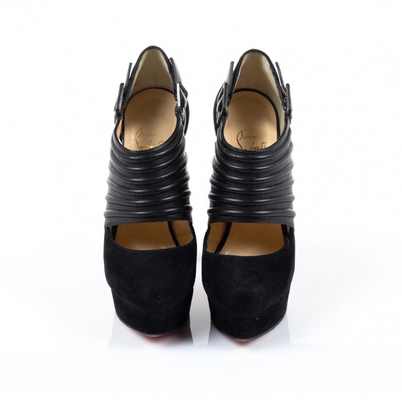 Christian Louboutin black suede platform heels - Picture 3 of 5